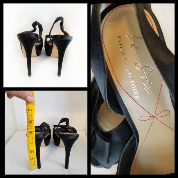 Joya PLV Black Satin High Heels 6.5 - Picture 2 of 11